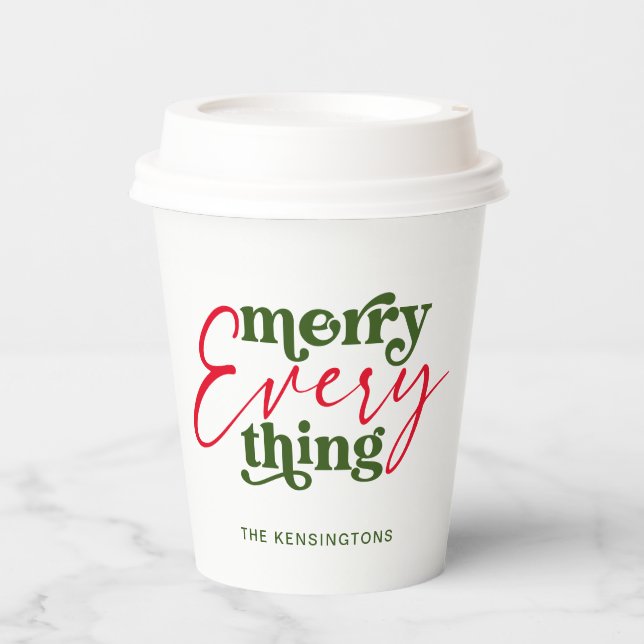 Modern Holiday Minimalist Merry Everything Paper Cups (Front)