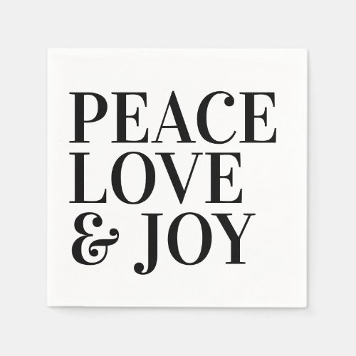 Modern Holiday Minimalist Peace Love Joy Napkins