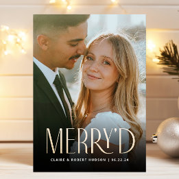 Modern Holiday Newlywed Wedding Announcement