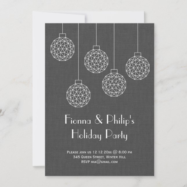 Modern Holiday Party Invitation - gray (Front)