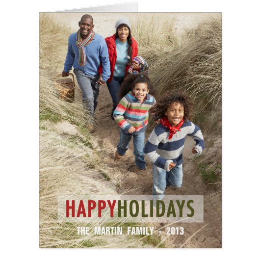 MODERN HOLIDAY PHOTO CARD | Green Red (Front)