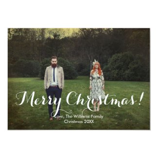 Modern Holiday Photo Card with White Text Overlay