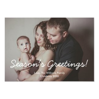 Modern Holiday Photo Card with White Text Overlay