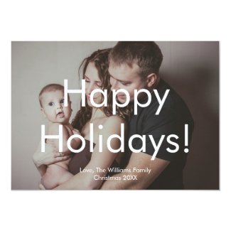 Modern Holiday Photo Card with White Text Overlay