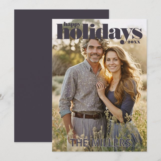 Modern Holiday Photo Christmas Card (Front/Back)