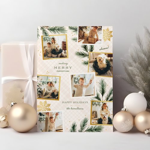 Modern Holiday photo collage Christmas Card