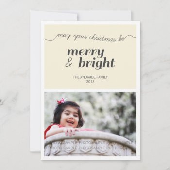 Modern Holiday Photo Merry And Bright Black Cream by red_dress at Zazzle