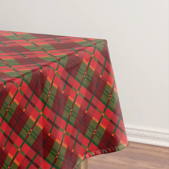 Modern Holiday Plaid Pattern in Red Green Angle Tablecloth | Zazzle