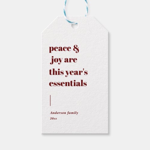 modern holiday quote peace and joy gift tags