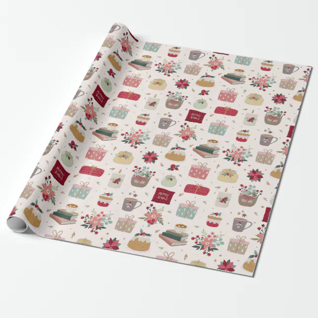 Modern Holiday Reading Books Christmas Wrapping Paper (Unrolled)