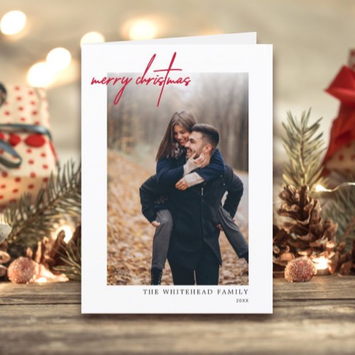Modern Holiday Red White Christmas Card