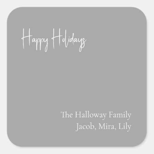 Modern Holiday  Silver Square Family Gift Sticker