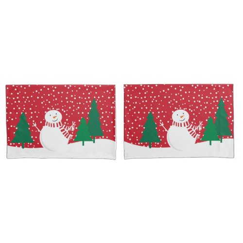modern holiday snowman pillowcases