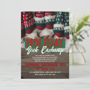 Modern Holiday Sock Exchange Party Invitation
