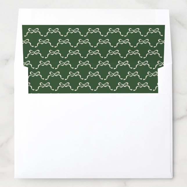 Modern Holiday Tiny Bows Classic Christmas Green Envelope Liner (In Envelope)