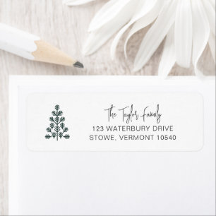 Modern Holiday Tree Green Return Address Label
