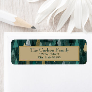 Modern Holiday Trees Return Address Label