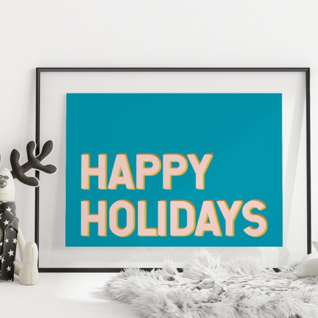 Modern Holiday Typography Blue Pink Christmas Poster (Creator Uploaded)