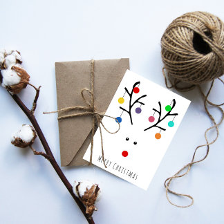 Modern Holiday Whimsical Reindeer Christmas Card
