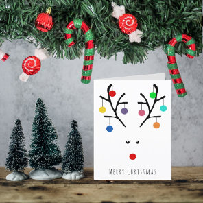 Modern Holiday Whimsical Reindeer Christmas Card