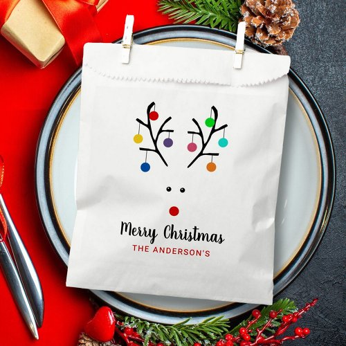 Modern Holiday Whimsical Reindeer Christmas Favor Bag