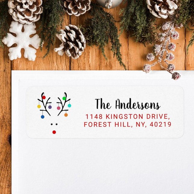 Modern Holiday Whimsical Reindeer Christmas Label (Creator Uploaded)