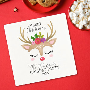 Modern Holiday Whimsical Reindeer Christmas Napkins