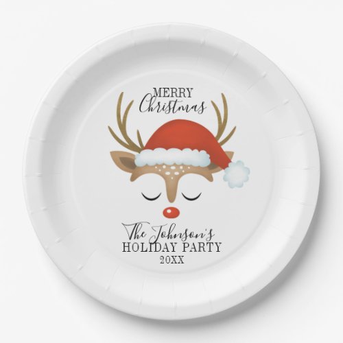 Modern Holiday Whimsical Reindeer Christmas Paper  Paper Plates