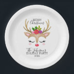Modern Holiday Whimsical Reindeer Christmas Paper Plates<br><div class="desc">A cute reindeer face with flowers decorates these holiday paper plates. Cute and festive to decorate your table this Christmas holiday season. Designed for you by Blackberry Boulevard.</div>
