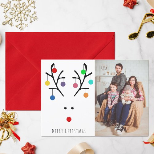 Modern Holiday Whimsical Reindeer Christmas Photo