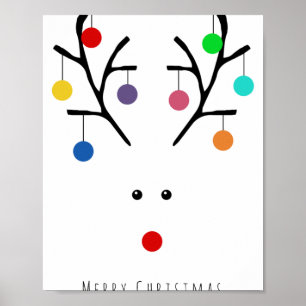 Modern Holiday Whimsical Reindeer Christmas Poster