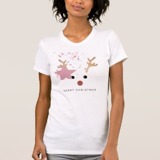 Modern Holiday Whimsical Reindeer Christmas T-Shir T-Shirt