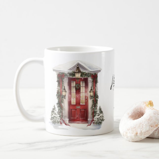 Modern Holiday Wishes Business Coffee Mug (With Donut)