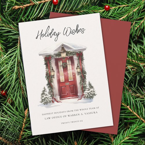 Modern Holiday Wishes Business Flat Holiday Card