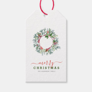 modern holiday wreath christmas gift tags