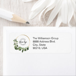 Modern Holiday Wreath Company logo return address Label