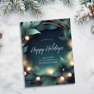 Modern Holiday Wreath Corporate Postcard