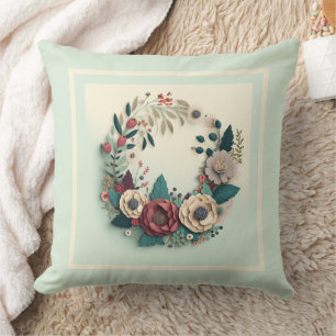 Modern Holiday Wreath Throw Pillow