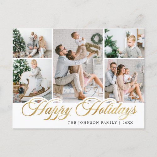 Modern Holidays 5 PHOTO Merry Christmas Greeting Holiday Postcard