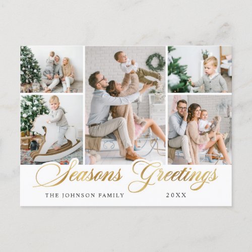 Modern Holidays 5 PHOTO Merry Christmas Greeting Holiday Postcard