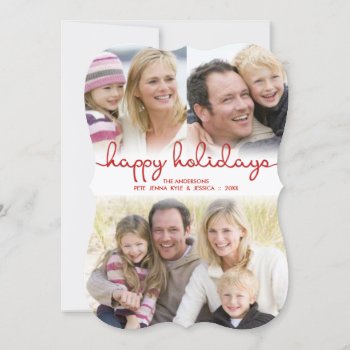 Modern Holidays Hand Lettered Script Flat Photo Holiday Card by HolidayInk at Zazzle