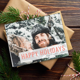 Modern Holidays Selfie Christmas Couple Photo Holiday Card