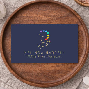 Modern Holistic Wellness Healing Hands Dark Blue Business Card