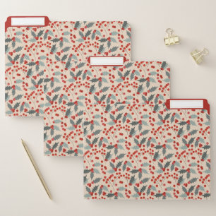 Modern Holly Berry Christmas Botanical Pattern File Folder
