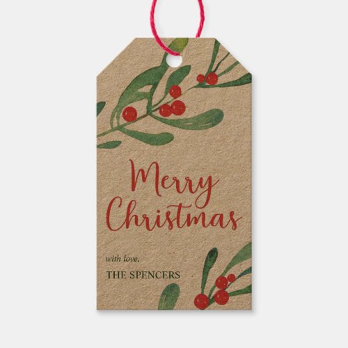 Modern Holly Christmas Personalized Gift Tags