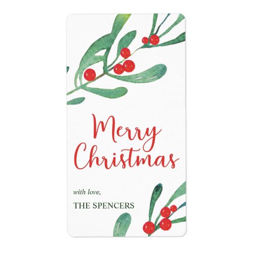 Modern Holly Christmas Personalized Label