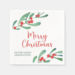 Modern Holly Company Christmas Napkins