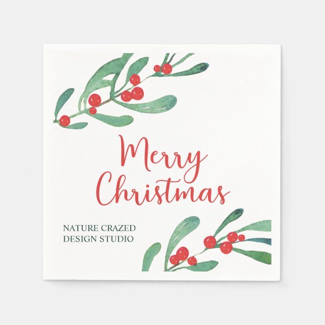Modern Holly Company Christmas Napkins (Front)
