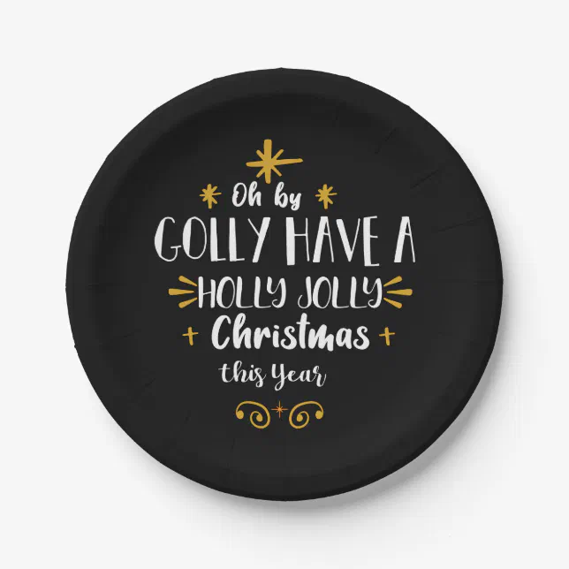 Jolly Christmas Script Modern Holly Jolly Christmas Script Funny Party Paper Plates | Zazzle