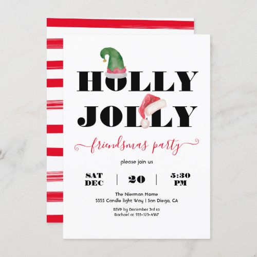 Modern  Holly Jolly Friendsmas Christmas Party Invitation